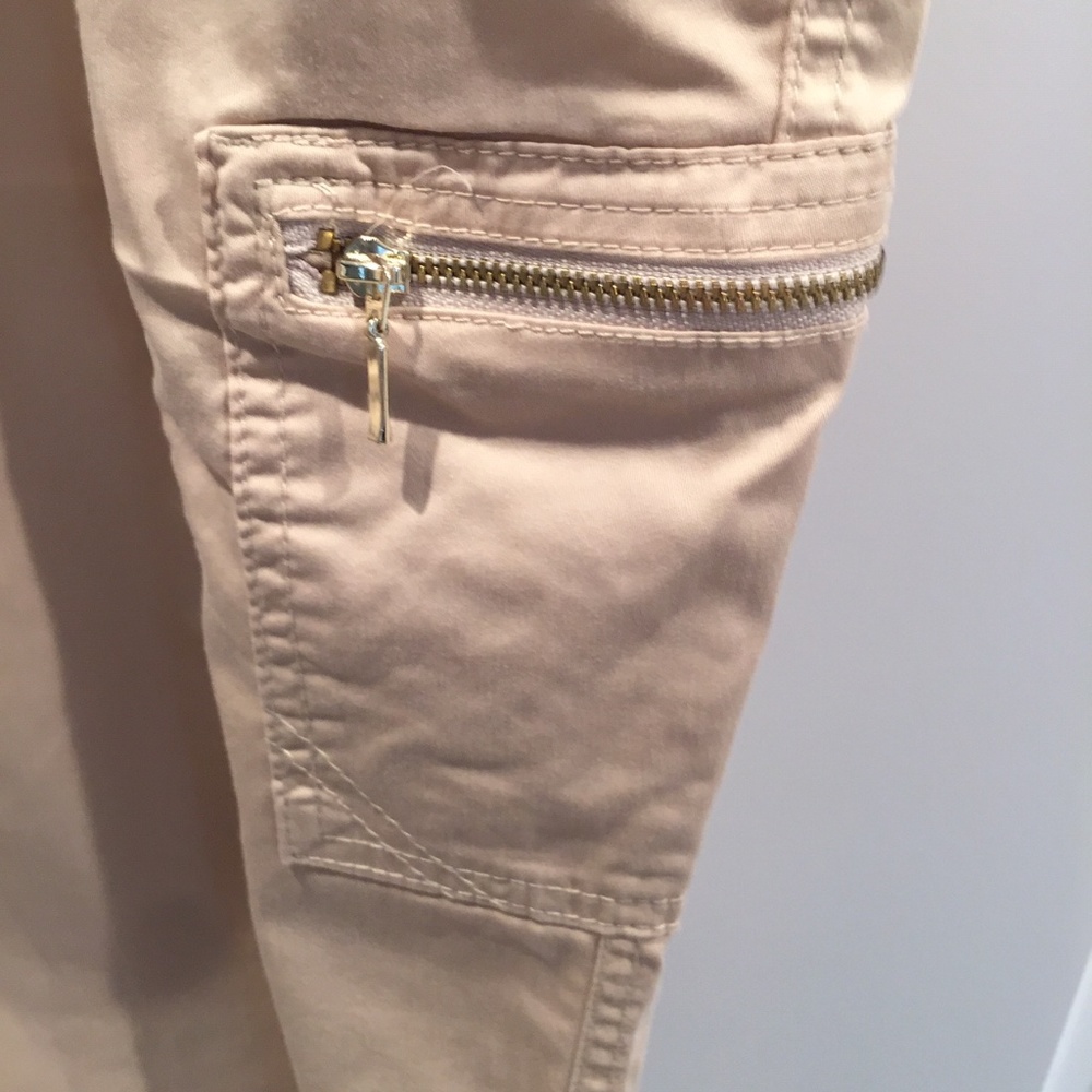 Chico's Tan Crop Cargo Pants with gold trim/zipper - Picture 6 of 7